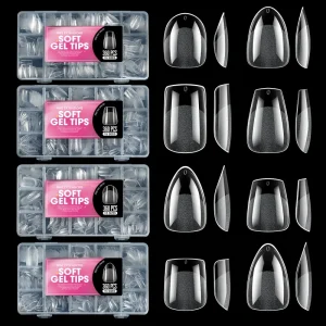 False Nail Tips ABS Seamless Almond Shape Ultra short Half Frosted Ultra thin No trace Clear Artificial Nails Manicure Tips