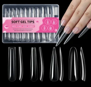 False Nails 192pcs Seam Less Mixed Shape Full Cover Super Long Ballerina Coffin Stiletto Soft Gel Nail Tips
