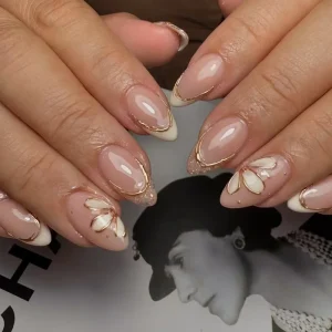 False Nails 24 Pcs Korea Imported ABS Acrylic Press on Nails Short Almond Romantic Art Artificial Fingernails