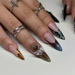 False Nails Artificial 24pcs Nails Reusable High Quality Thick Acrylic Glitter Press on Nails for Women