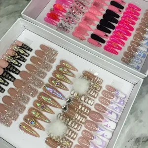 False Nails Manufacturer Tips amazon Matte Almond Colorful Nude Press on Nails Cheapest Luxury Packaging Box Matte Lamination