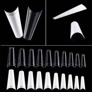 False Nails Tips 500pcs Pack Fan Display Sharp Water Drop Shape Clear Black Natural Color Chart Display Manicure