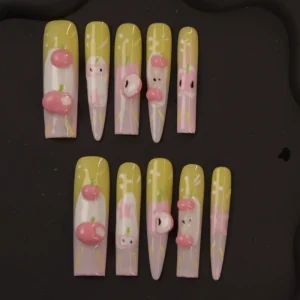 Fashion Cartoon 3D Nail Decorations with Heart Design 10pcs Colorful Rhinestone Eye-catching Nail Art with Glue