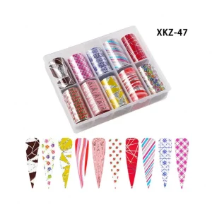 Fashionable Cartoon Foil Nail Art Decoration Colorful Pattern 10 Roll Transfer Paper Foil Wrap Stickers Free Sample