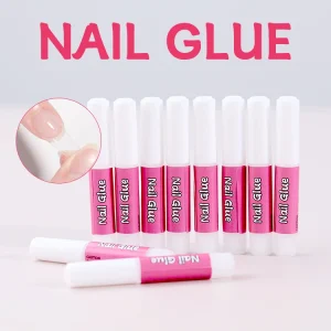 Fast Drying Super Strong 2ml Clear Liquid Non Toxic Brush on Easy Control Nail Glue for Nail Art