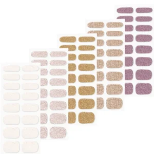 Fengshangmei 16PCS Self adhesive Single Use for Nail DIY Non Toxic UV Gel Nail Polish Stickers Design Glitter Semi Cured Gel