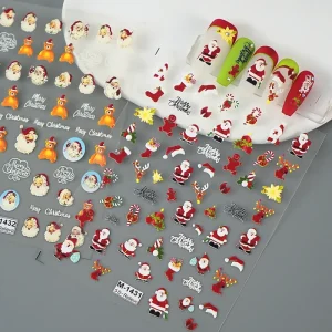 Festive 3D Christmas Nail Art Stickers Perfect for Holiday Nail Art Manicures Decoration