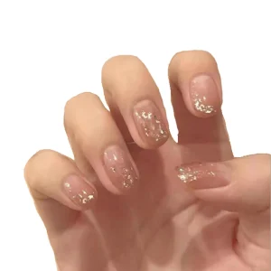 Finger False Nail Tips 24pcs box Full Cover Short Coffin Nail Art Milk Tea Artificial Fingernails Full Abs Size