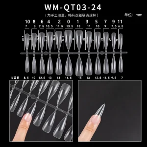 Finger Full Cover Non toxic Acrylic Clear Press on Nails Tips Mixed Color Nail Art Salon Pre designed Almond Shape Glue 24pcs