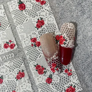 Five & Ten Self-Adhesive 5D Embossed Nail Sticker Ballet Bow Lace Design French Japanese Nail Accessories