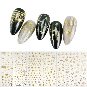 Five and Ten GMPC Sedex ISO EUDR Designs Nail Art Stickers Nail Decals 3D Gold Press on Nails Stickers Nails Accessories