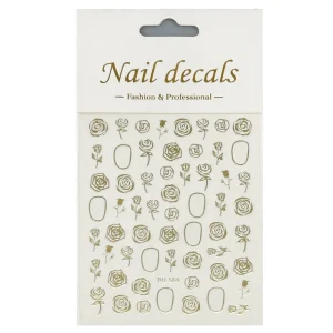 Flat Nail Sticker Colorful Rose Flower Decals Slider Nail Art Decoration Stickers Decal