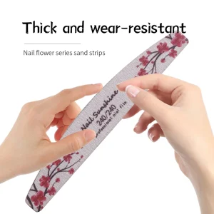 Floral Pattern Half Moon Sponge Nail File Custom Nail Buffer Zebra Rubbing Strips Double Side Sanding Polishing Manicure Tools