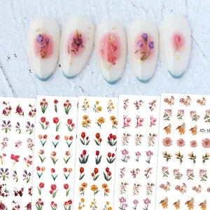 Flower 3D Plastic Nail Stickers Self Adhesive Slider Nail Art Decorations