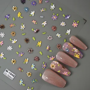Flower Nail Art Stickers 3D Summer Daisy Series Nail Sticker for Nail Art
