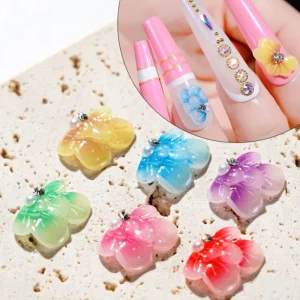 Flower Petal Scale Style 5D Nail Art Decorations With Pearl Rhinestone Jewelry Manicure Design Accessories