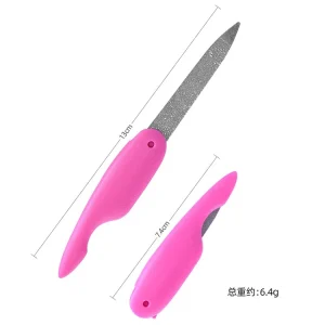 Folding Metal Stainless Steel Double Side Nails File with Colorful pp Handle for Fingernails and Toenail Art Tool
