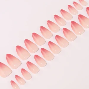 For Newest Ombre Press Nails Short Almond Shape Nail Tips Nude Color Fake Nails ABS Material CE Certified Pre designed