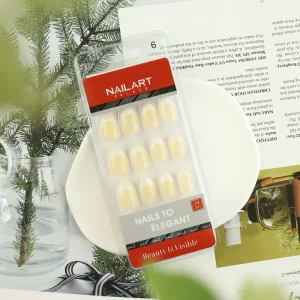 For RTS Acrylic Full Cover French Oval Nude Press On Nails for Finger