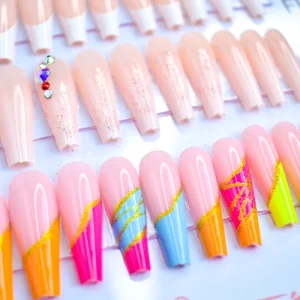 Free Sample False Nails Various Color Custom Long Press on Nails for Women