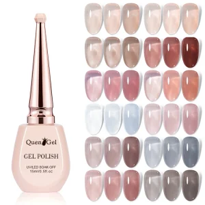 Free Samples Jelly Nude 18 Color Gel Polish Private Label Soak Off UV Gel Nail Polish