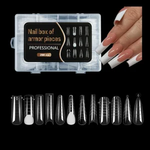 French 288 Pcs 12 Designs Mixed Crystal Dual Nail System Nail Tips Forms Paperless Extension Plastic Nail Mold Forms