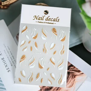 French 3D Metallic Glitter Line Nail Art Stickers Adhesive Curved Stripe Gold Silver Transfer Slider Manicure Decal