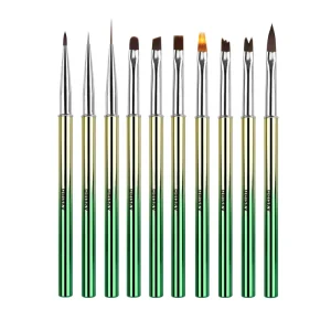 French Brush Nail Gradient Handle Custom Logo Green Nail Brush