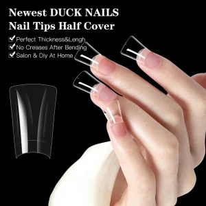 French Clear White Natural Tips Nails 500pcs Transparent Half Cover Faux Ongles False Wide Duck Nail Tips