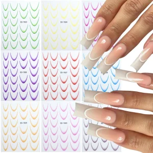 French Gradient Nail Sticker DIY Nail Sticker New Simple Style Half Cover Nail Sticker Waterproof Solid Color