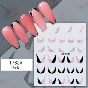 French Line Adhesive Nail Art Sticker Decals Gold Silver Holographic Nail Sticker for Nail Decoration