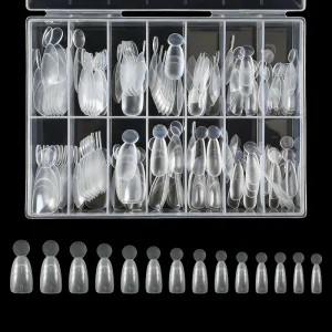French Line Almond shaped Dual Form Inner Reusable Easy French Tip Extension Mold 140PCS 14 Size Gel Sandwich Dual Form