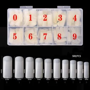 French Nail Art Tips Full Half Cover Transparent Acrylic Artificial Nail Designs for Fingers Square Application