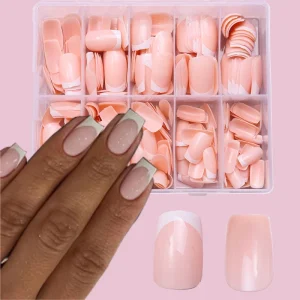 French Short Square Artificial Nail 120pcs Box Colorful French Simple Nude Full Cover Press on Nails DIY Design Salon Removable