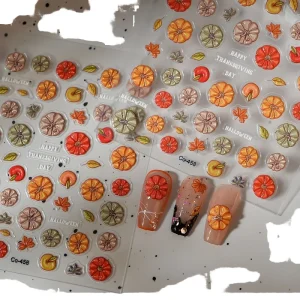 French Star Halloween Pumpkin Nail Sticker 3D Plastic Self-Adhesive DIY Nail Art Decals Decoration