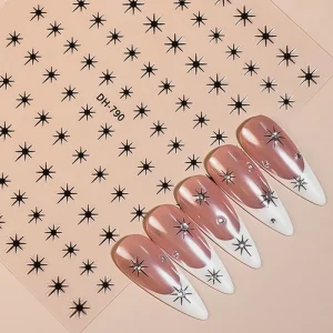 French Star Nail Stickers Minimalist Sparkle Nail Art Decals for Elegant Tips and Glamorous Nail Collections