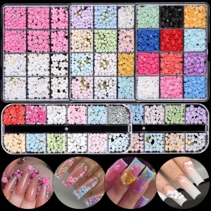 French Style 5 Petals Candy Color 3D Flower Nail Art Decoration