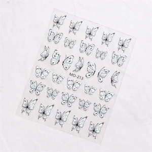 French Style Plastic Nail Art Butterfly & Heart Design 3D Nail Stickers Decals