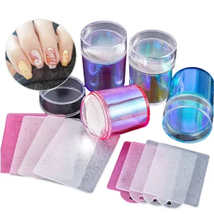 French Tip Nail Stamper & Transfer Tool Transparent Silicone Stamp for Perfect French Manicure Lines DIY Nail Art Stamping Kit