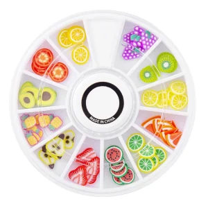 Fruit Nail Art Fimo Slices Fine Nail Decal 12 Grids 3D Nail Art Wheels Fruit Charms Accessories Manicure Decoration Kit