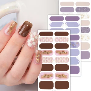 Full 3D Nail Stickers Wraps Adhesive Waterproof Plastic Various Patterns Autumn Heart Nail DIY