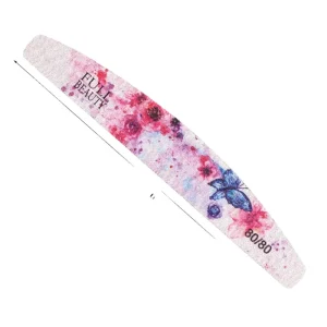 Full Beauty 100 180 240 Custom logo Printed Half Moon Foam Nail File Professional Sponge Polishing Nail Buffer Nail File