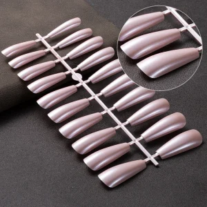 Full Cover Long Coffin Press on Nails Shimmer 31 Colors Nail Tips