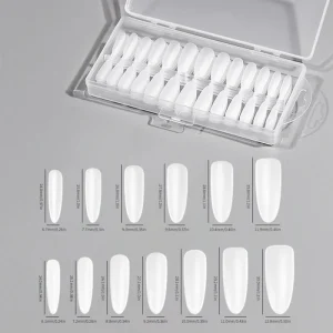 Full Cover Private Label Durable PMMA Nail Tips Short Almond Coffin Press on Nails Gel X Nail Tips Kit 260
