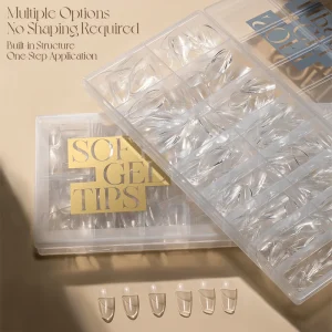 Full Cover With Construction Soft Gel Nail Tips Almond Stiletto Nail Art Tips For Nail Artificial Fingernail Nail Tips