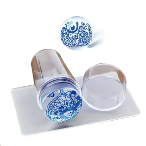 Fully Transparent Plastic Nail Stamper Scraper Tool Set for Beauty Nail Art Salon Featuring Convenient Finger Access