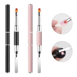 Gel Brush & Picker 2 in 1 Design Nail Brush and Spatula Gel Nail Brush Tool for Acrylic Nails Extension Gel