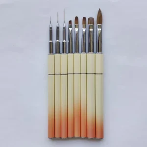 Gel Brush Set 3D Petal Liner Oblique Ombre Custom Baby Yellow Nail Art Brush Metal Handle Kolinsky Hair 20mm Art Brush