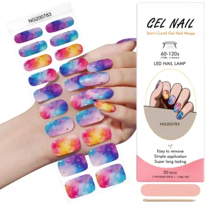 Gel Nail Customize Daisy Flower Semi Cured Gel Nail Strips Nail Gel Strip