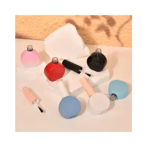 Gel Nail Polish Packaging Box Round Shape Custom Unique clear Empty Nail Polish Bottle with Cap and Brush